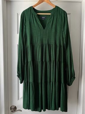 Anthro Tiered Long Sleeve Dress